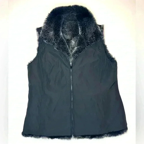 KRISTEN BLAKE Women’s REVERSIBLE SOFT WARM FAUX FUR HOODED VEST Size- Large - Picture 9 of 12